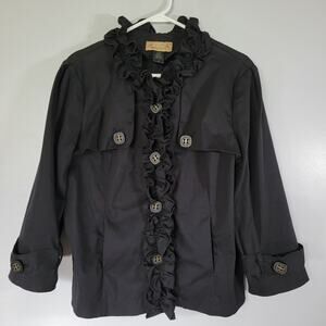 Black Ruffle Jacket Blazer Womens Sz 12 Witchy Whimsygoth Dark Fairy Peck & Peck
